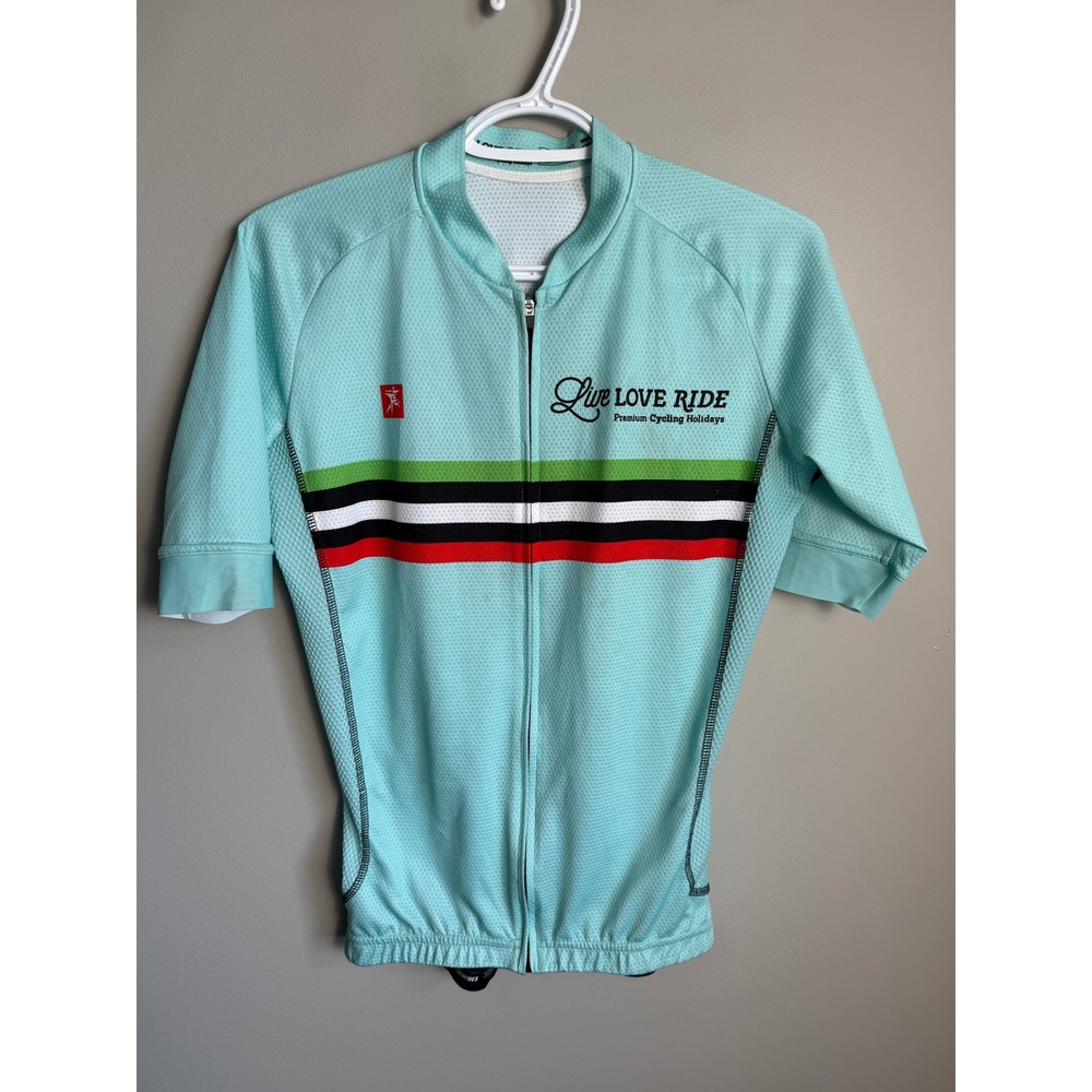 Cofides Womens Aqua Teal Cycling Jersey L Short Sleeve Full Zip Bike Top